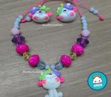 Juego de Pulsera con aretes en porcelana fria