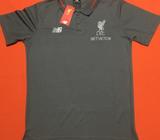 Polo New Balance Gris con Bordado del Liverpool FC. Talla M. / Salah Firmino