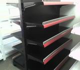 Mueble estante tipo góndola doble negro para negocio supermercado,farmacia,super,tienda,ferreteria,a